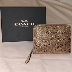 COACH Star Glitter Small Zip Around Wallet